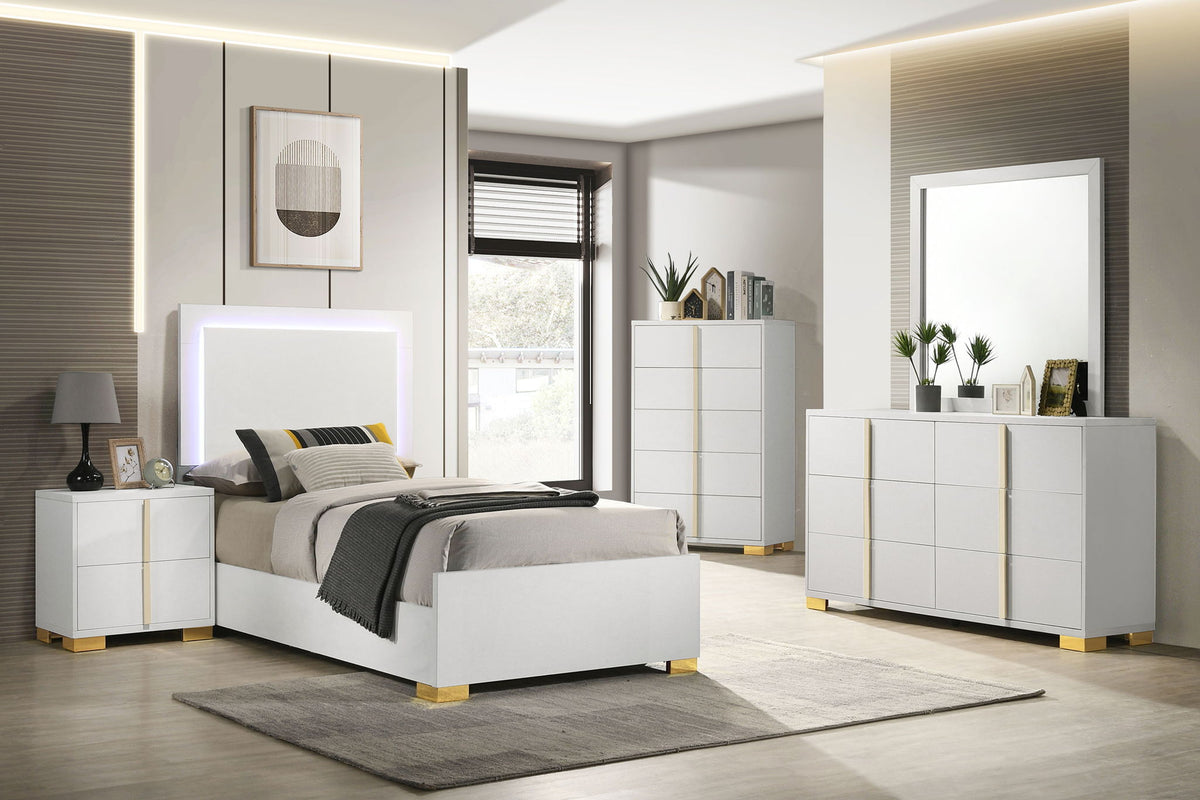 Marceline Wood Twin LED Panel Bed White by Unique Piece Furniture