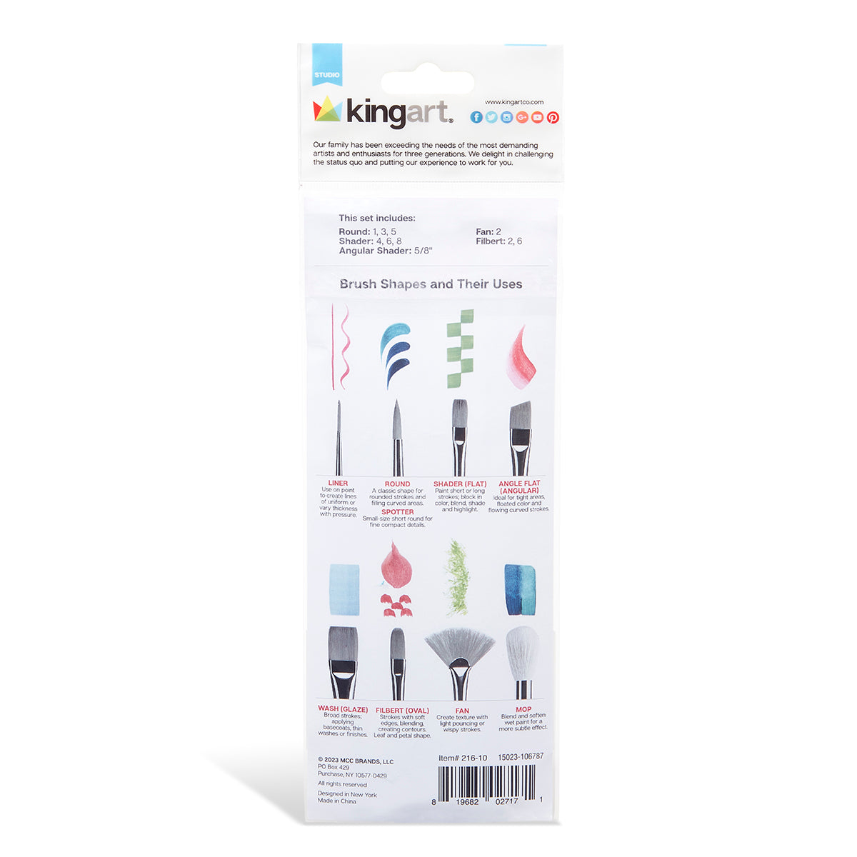 Studio Gold Nylon Brush Set - Acrylic & Watercolor - 10 pc by KINGART