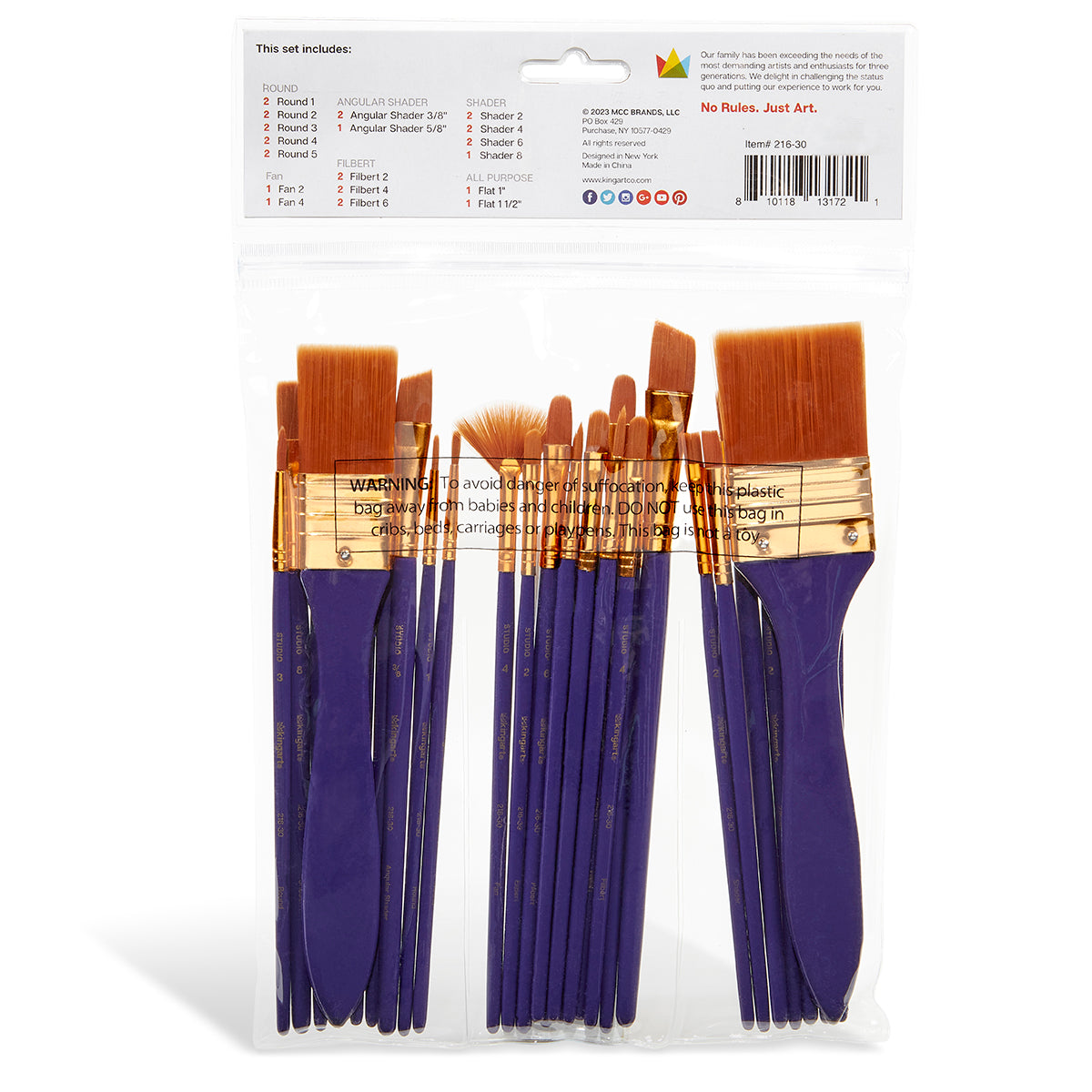 Studio Gold Nylon Brush Set - Acrylic & Watercolor - 30 pc by KINGART