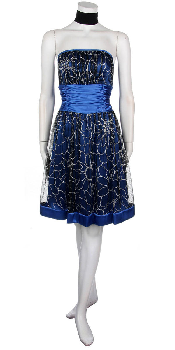 CLEARANCE - Juliet 2170 Knee Length Strapless Mesh Overlay Dress by DiscountDressShop