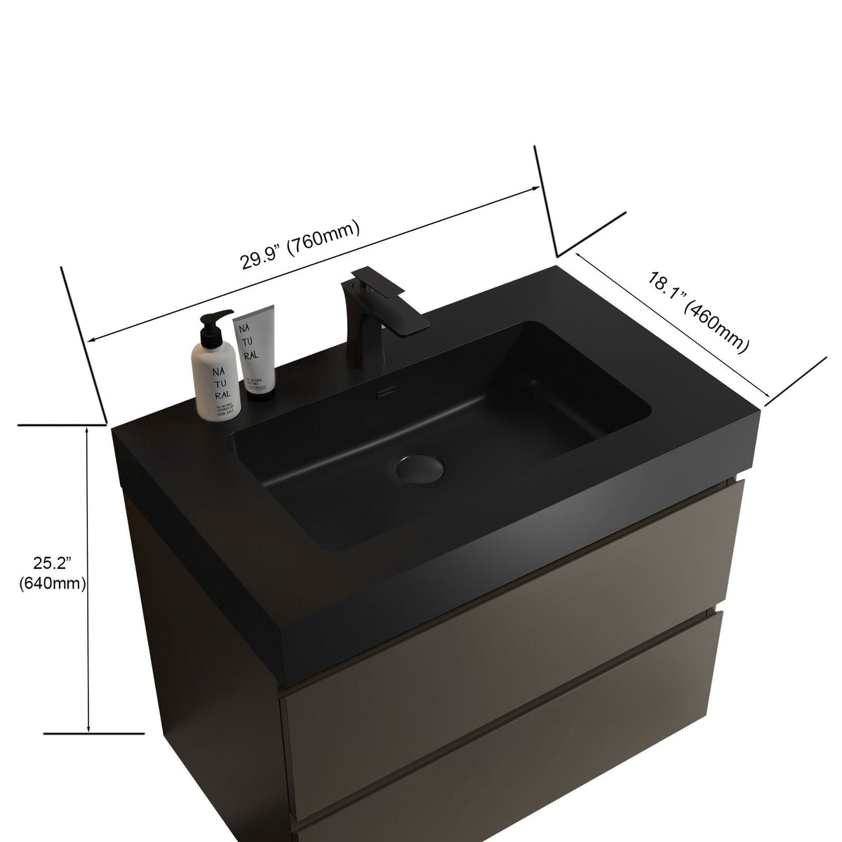 Alice - Bathroom Vanity With Sink, Wall Mounted, Floating by Unique Piece Furniture