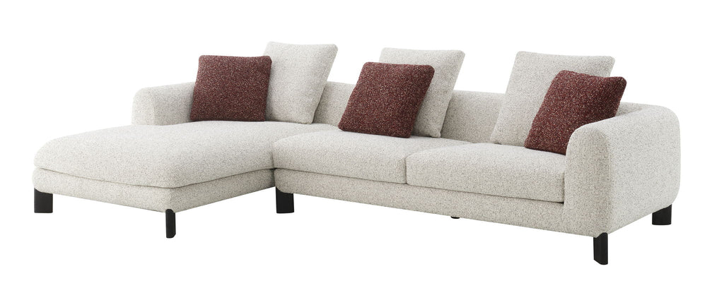 Mardi - Tweed Sectional Sofa With 3 Pillows - Maroon / Beige by Unique Piece Furniture