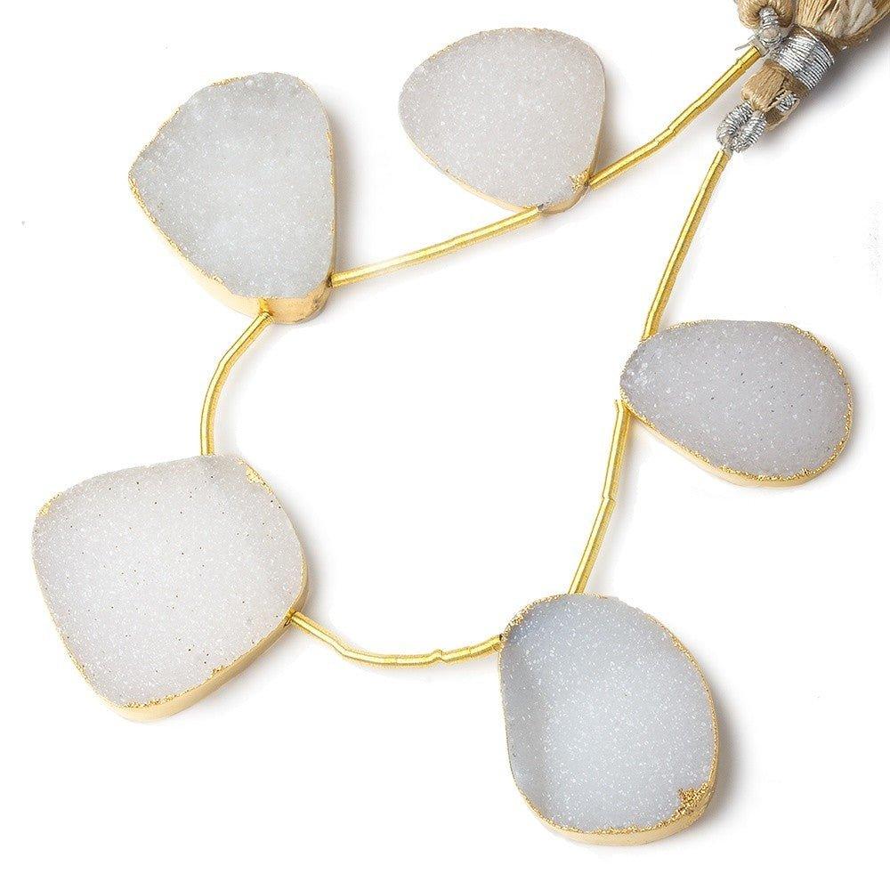 21x17-30x26mm Gold Leafed White Drusy freeform strand of 5 beads by The Bead Traders