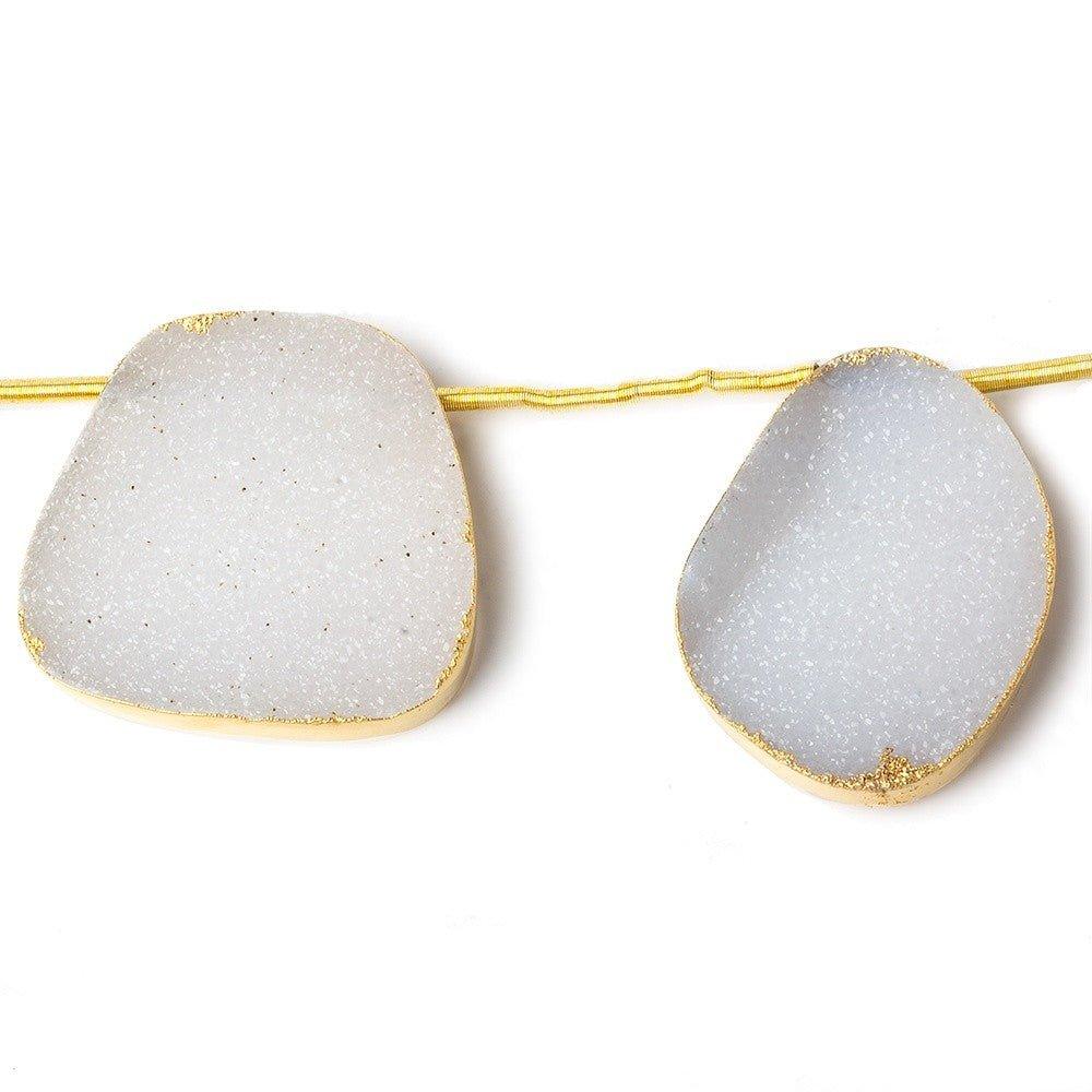 21x17-30x26mm Gold Leafed White Drusy freeform strand of 5 beads by The Bead Traders