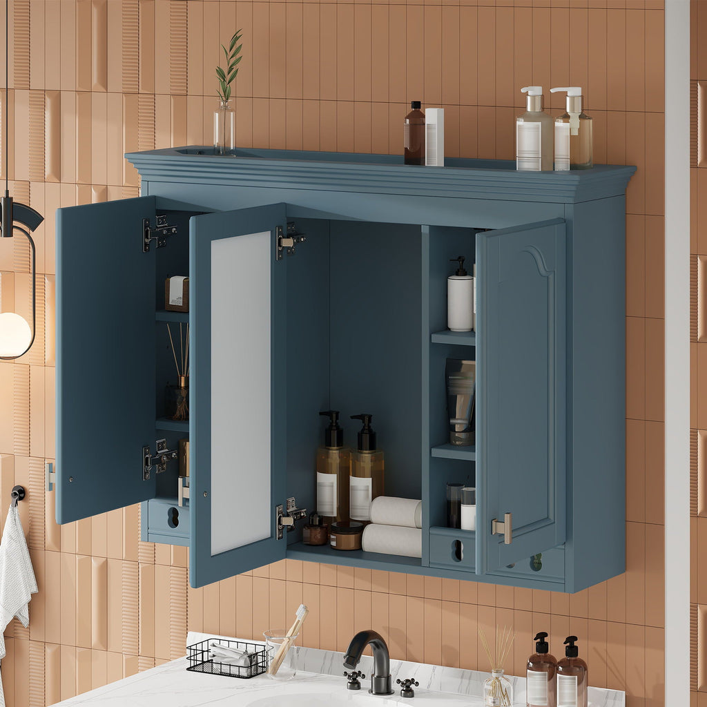 Wall Mount Mirror Cabinet With Adjustable Shelves, Soft Closing Hinges by Unique Piece Furniture