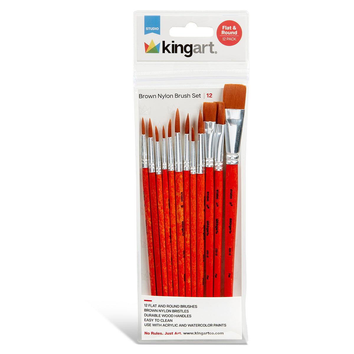 Studio Mixed Media Gold Nylon Brush Set - 12 pc by KINGART