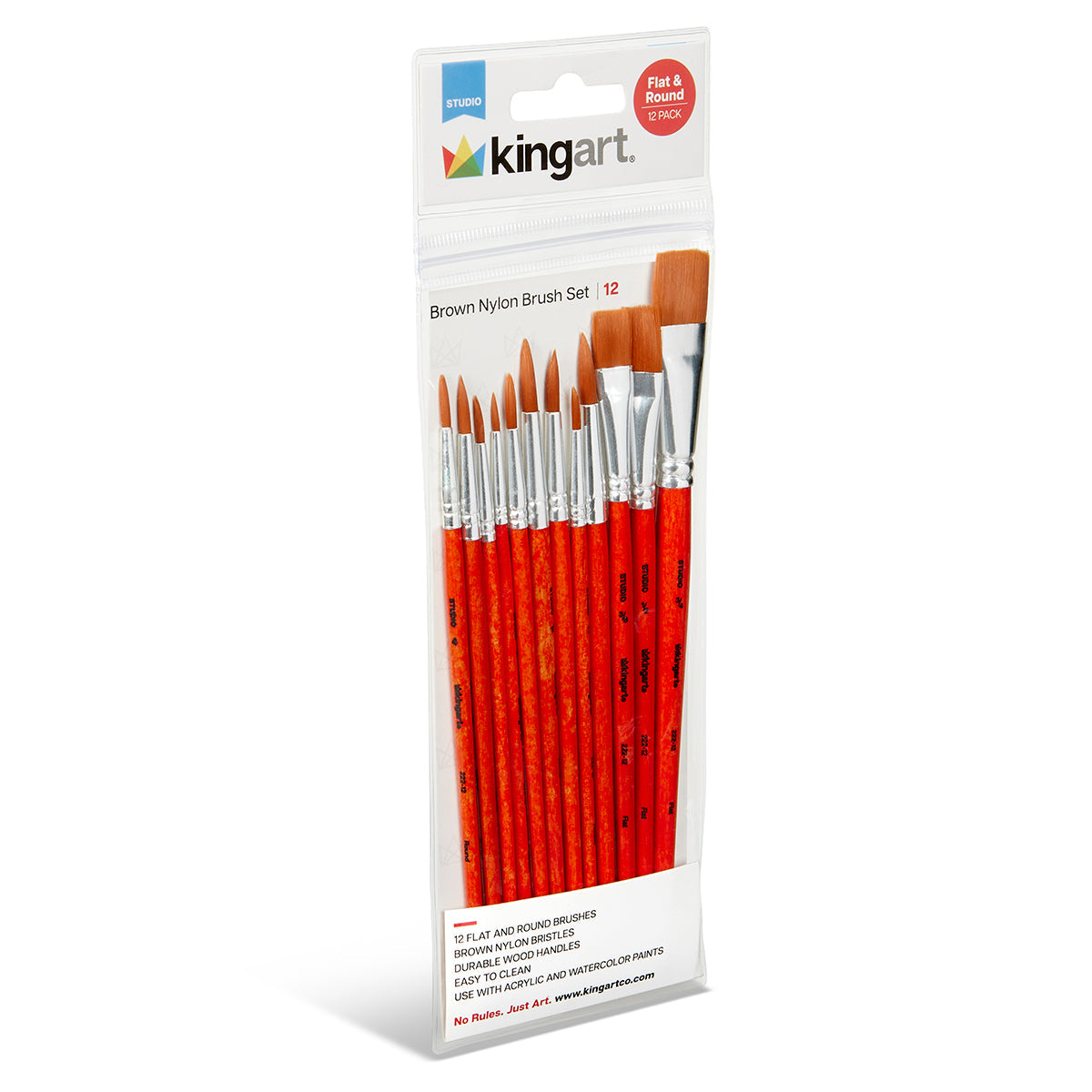 Studio Mixed Media Gold Nylon Brush Set - 12 pc by KINGART