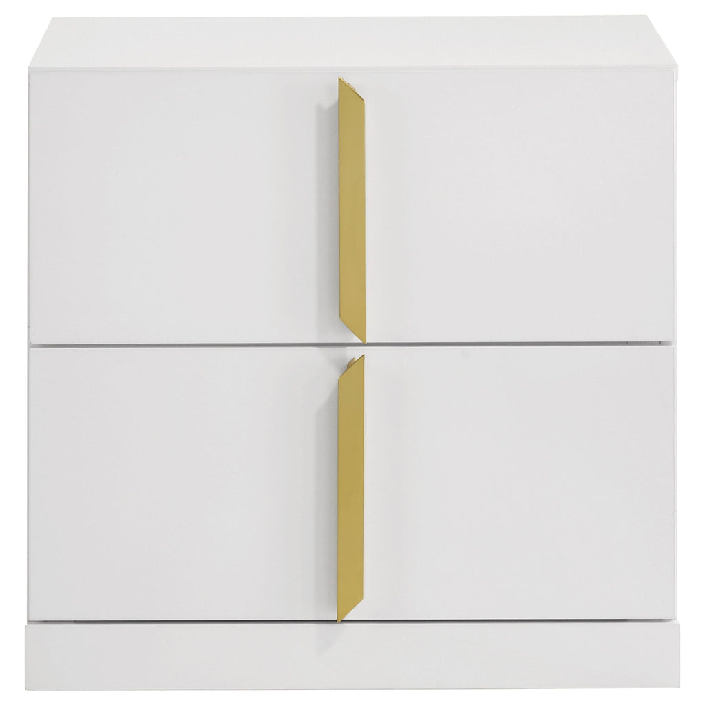Ines 2-drawer Nightstand Bedside Table White High Gloss by Unique Piece Furniture