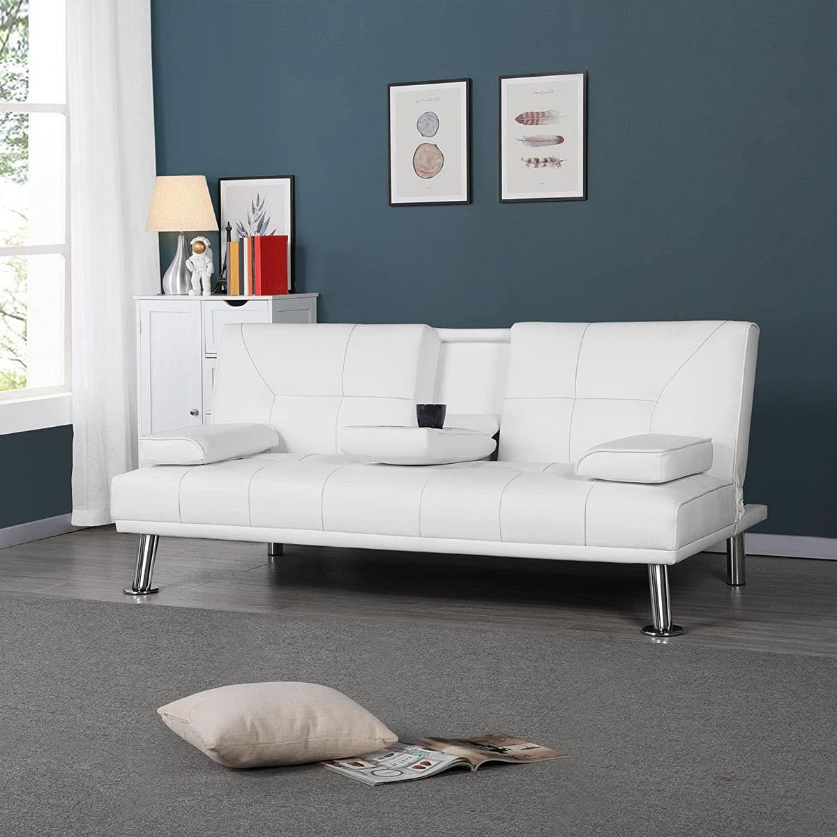 Convertible Sofa Bed With Cup Holders And Adjustable Back by ShipItFurniture