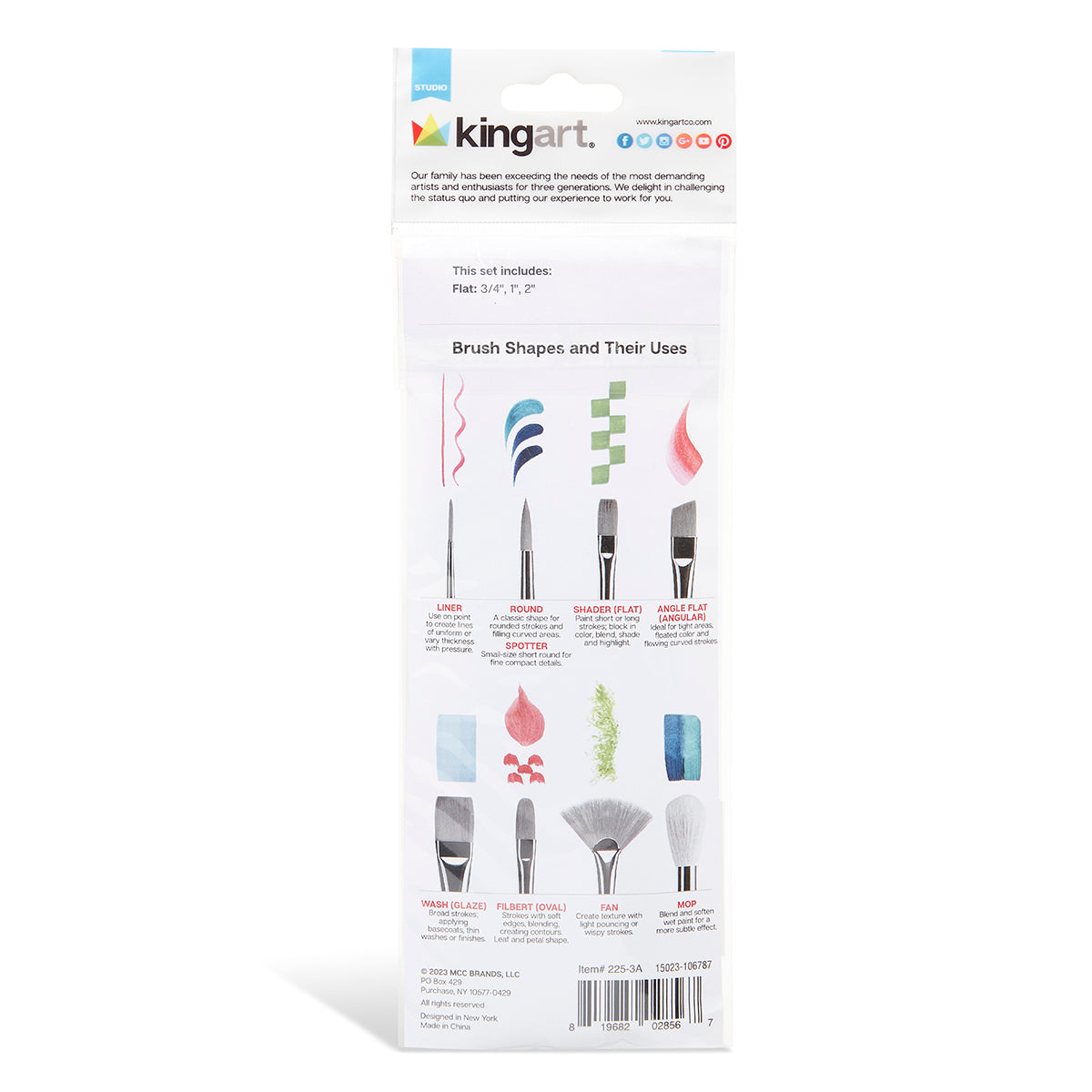 Studio Mixed Media White Nylon Brush Set - 3 pc by KINGART