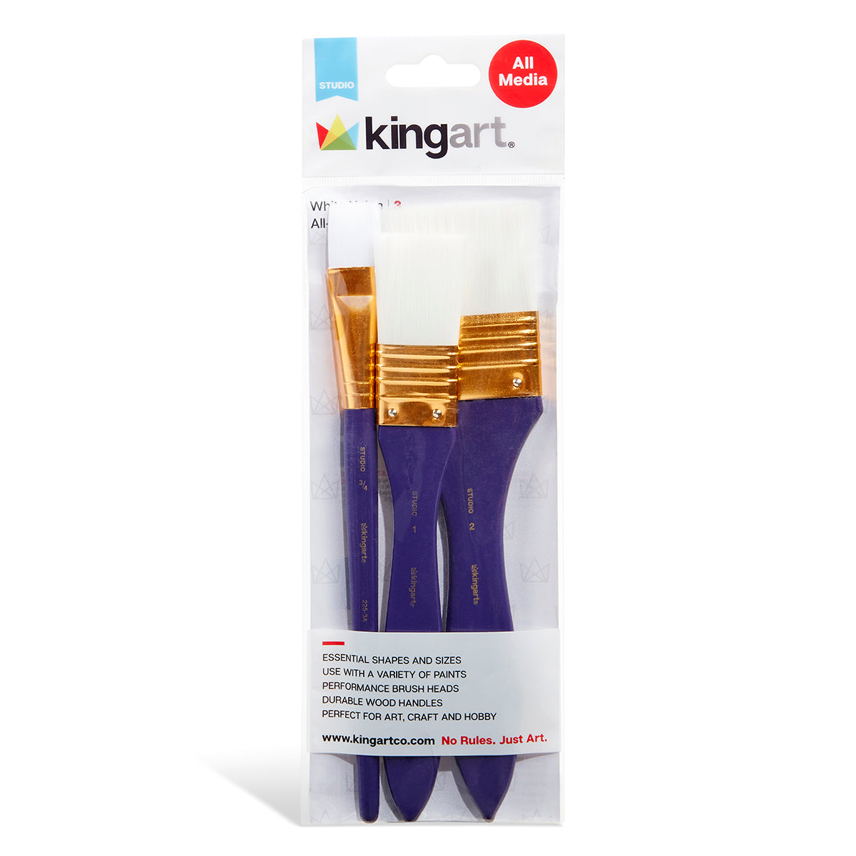 Studio Mixed Media White Nylon Brush Set - 3 pc by KINGART