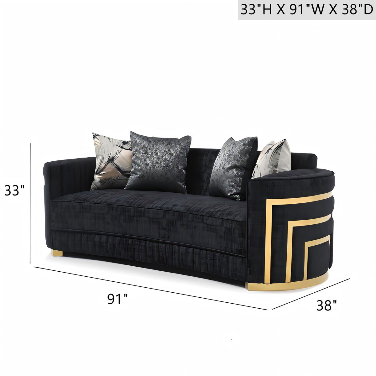 Soledad - Sofa With Upholstery And Hued Accents - Black by Unique Piece Furniture