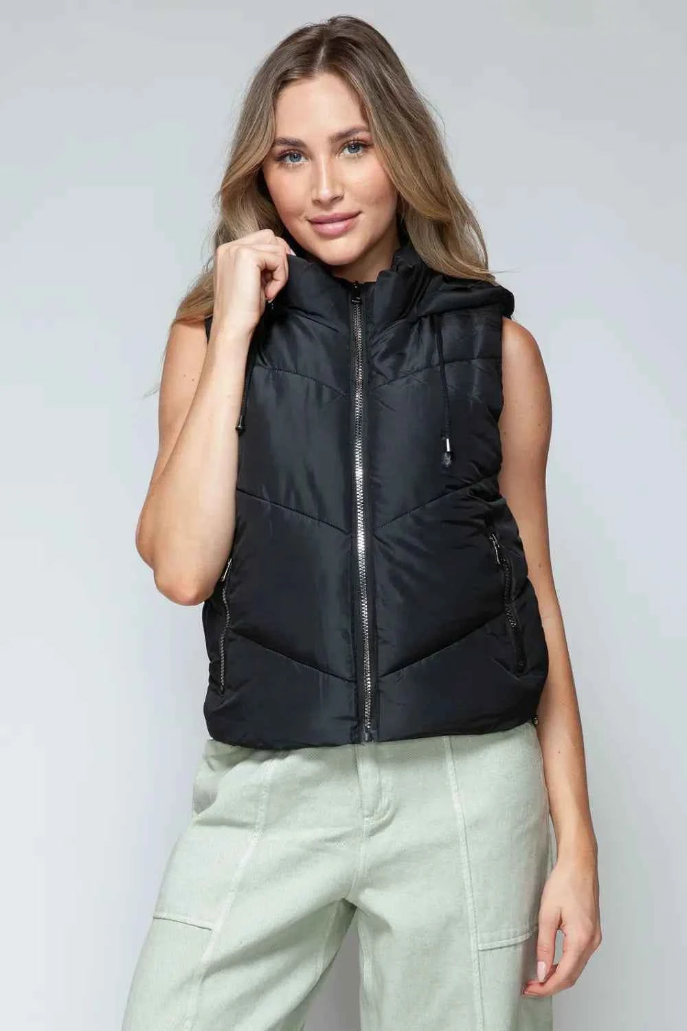 Snobbish Zip Up Quilted Hooded Vest by Wild and Free Boutique