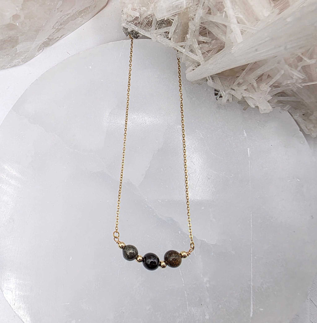 STAY IN MY POWER - Pyrite, Bronzite, Garnet Jewelry Set by Sacred Crystals