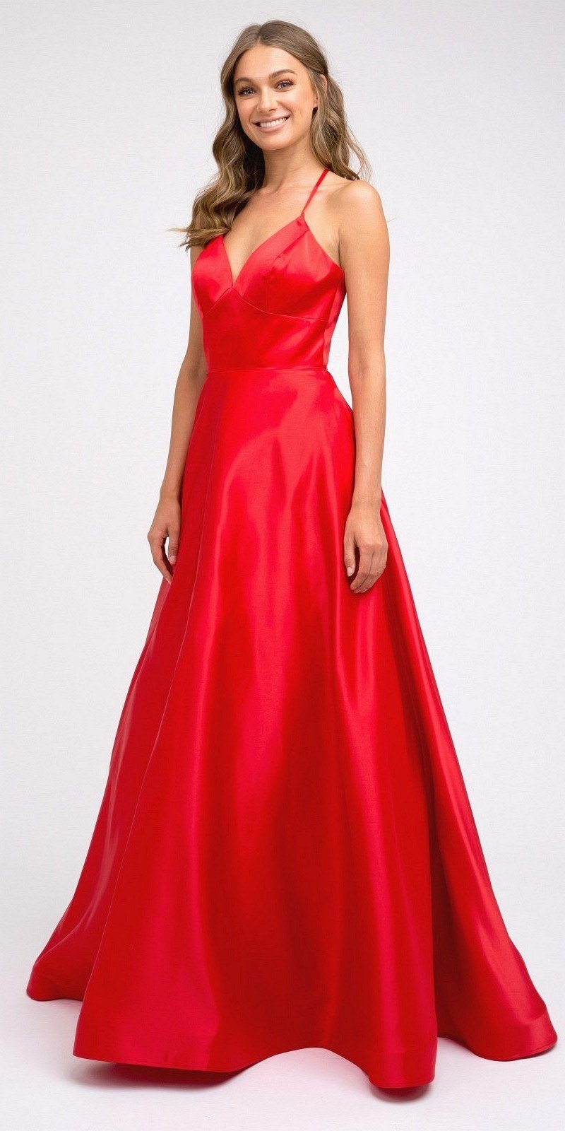 Juliet 230 Stylish Back Long A-Line Satin Prom Dress with Pockets by DiscountDressShop