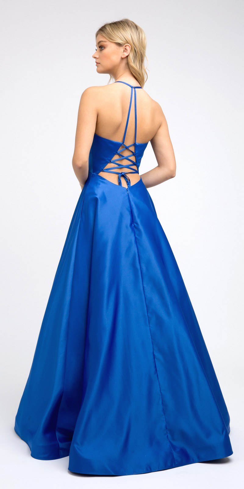 Juliet 230 Stylish Back Long A-Line Satin Prom Dress with Pockets by DiscountDressShop