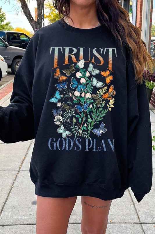 Trust God's Plan Christian Graphic Sweatshirt by Wild and Free Boutique