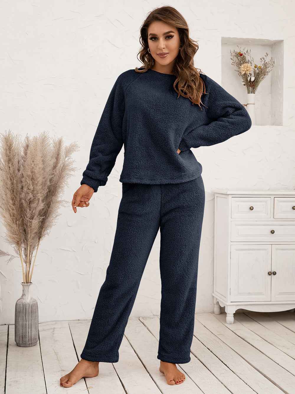 Ivy Lane Teddy Long Sleeve Top and Pants Lounge Set by Wild and Free Boutique