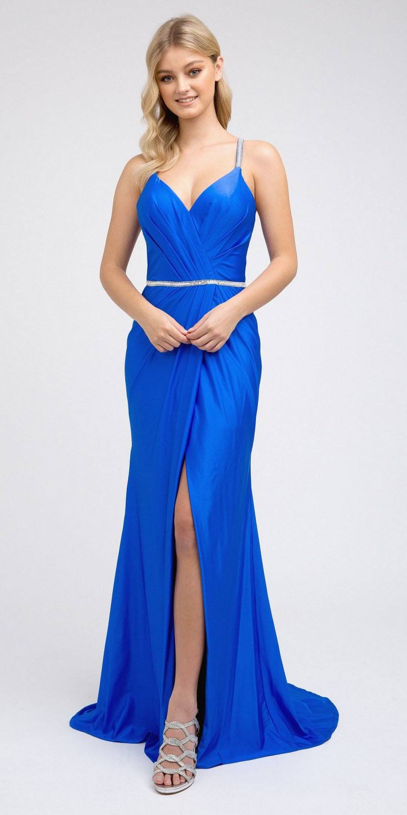 Juliet 233 Long Dress with Strappy-Back and Train by DiscountDressShop
