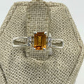 Sterling Silver Emerald Cut Citrine Accent Bar Ring – Size 7 – Abundance, Confidence & Success by Sacred Crystals