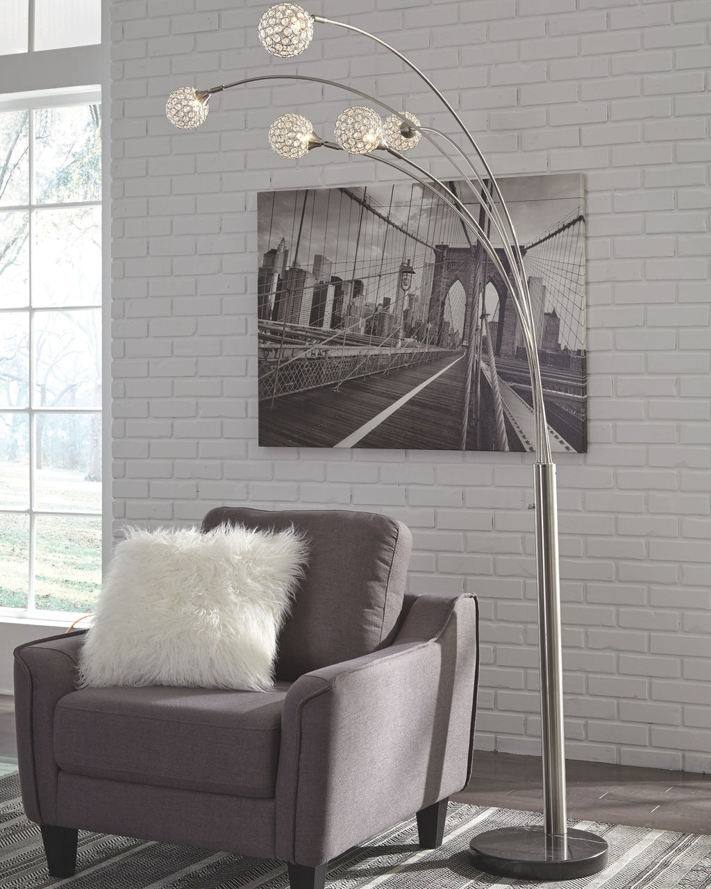 Winter - Metal Arc Lamp - Silver Finish by Unique Piece Furniture