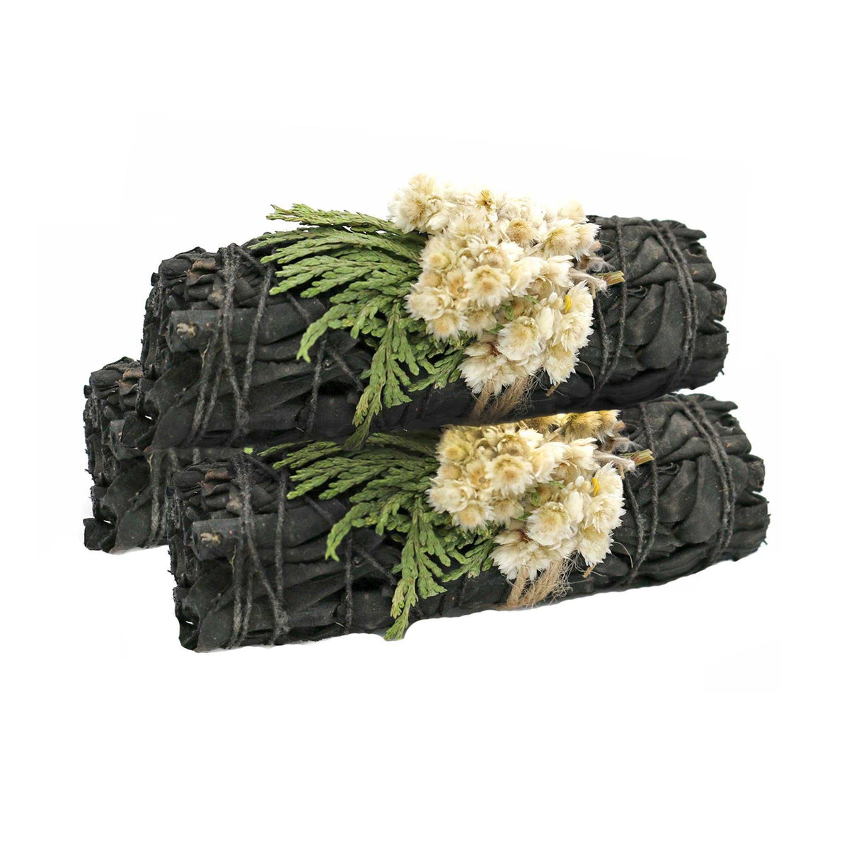 'Midnight Bloom' Floral White Sage Smudge Stick (4 in) by Sacred Crystals