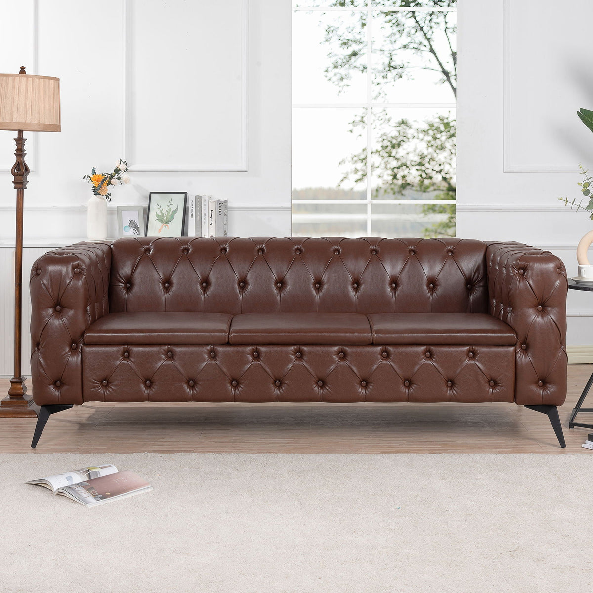 Square Arm Removable Cushion 3 Seater Sofa by Unique Piece Furniture