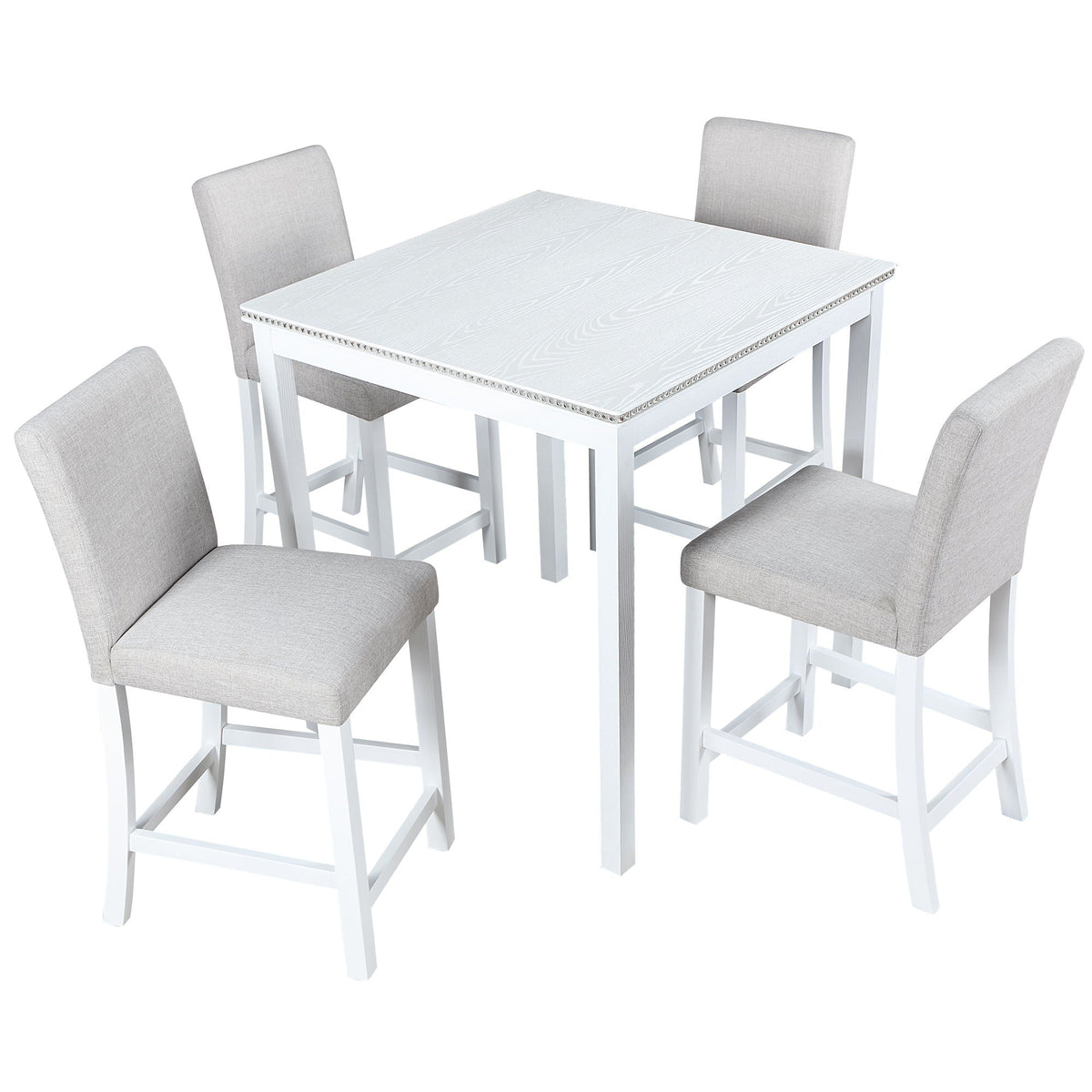 5 Piece Counter Height Table Set, Square Table And 4 Upholstered Chairs by Unique Piece Furniture