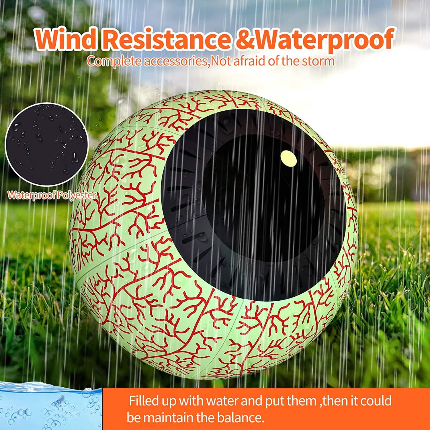 24-Inch Halloween Inflatable Ghost Eyeball Decor by DailySale