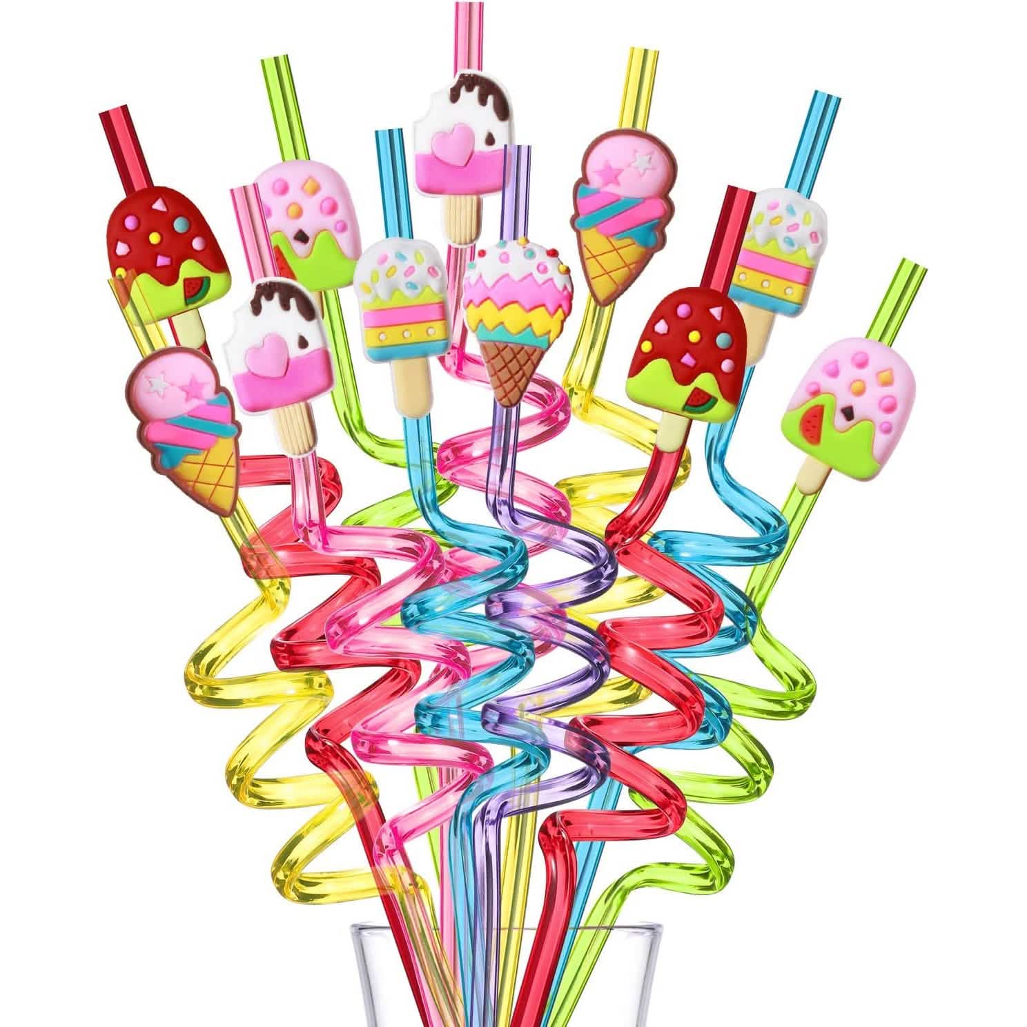 24-Pack: Reusable Ice Cream Straws for Birthday Party Supplies by DailySale
