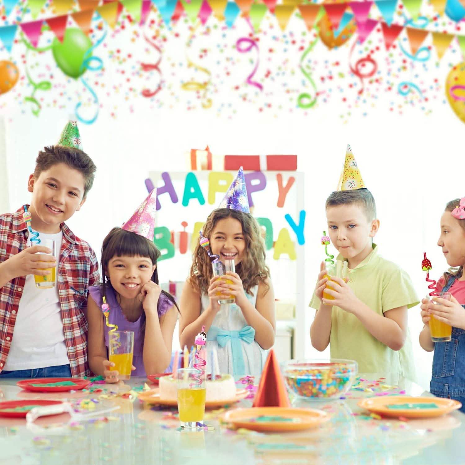 24-Pack: Reusable Ice Cream Straws for Birthday Party Supplies by DailySale