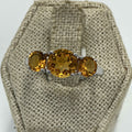 Sterling Silver Three Stone Citrine Ring – Size 8 – Abundance, Joy & Manifestation by Sacred Crystals