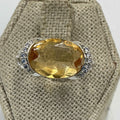 Sterling Silver Oval Citrine Double Band Halo Ring – Size 8 – Abundance, Confidence & Radiance by Sacred Crystals