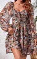 Floral Print Puff Sleeve Dress by Miss Sparkling