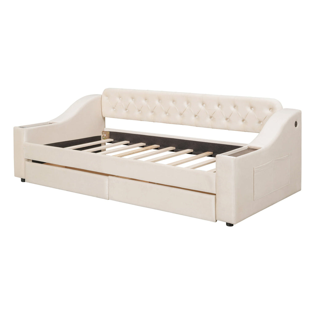 Upholstered Daybed With Storage Armrests And USB Port by Unique Piece Furniture