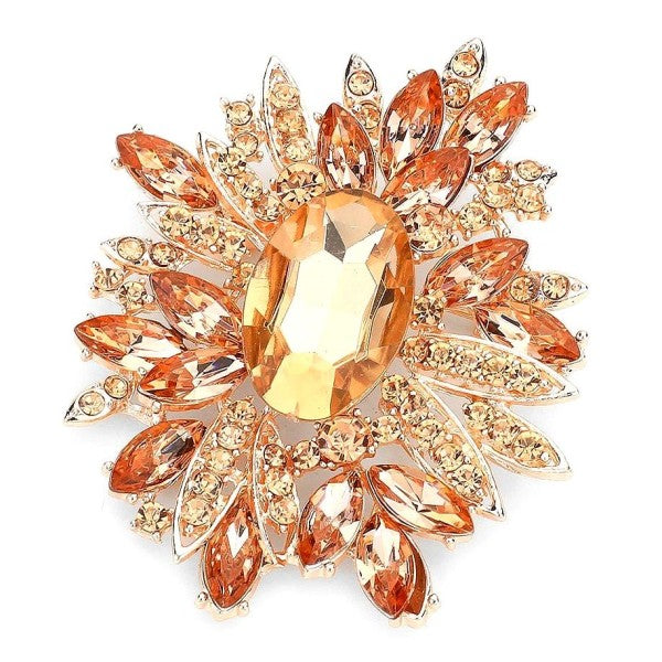 Elegant Blooming Snowflake Rhinestone Brooch Pin by The Diamond Empire LLC