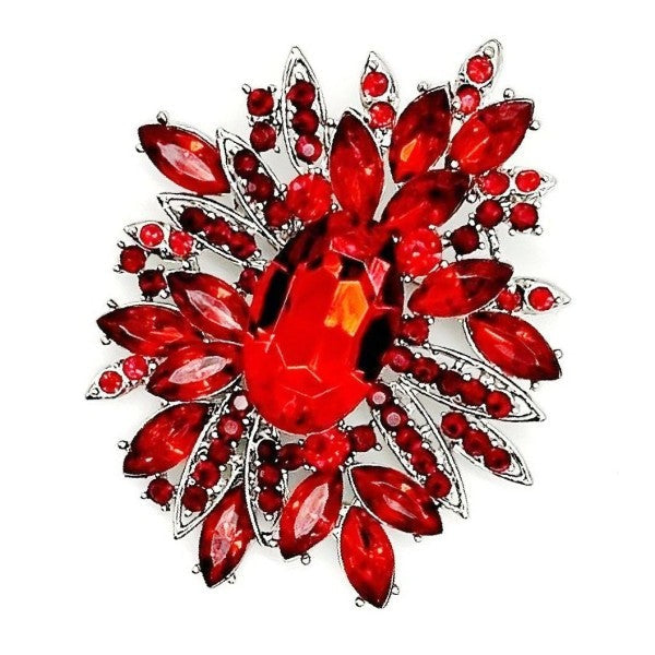 Elegant Blooming Snowflake Rhinestone Brooch Pin by The Diamond Empire LLC