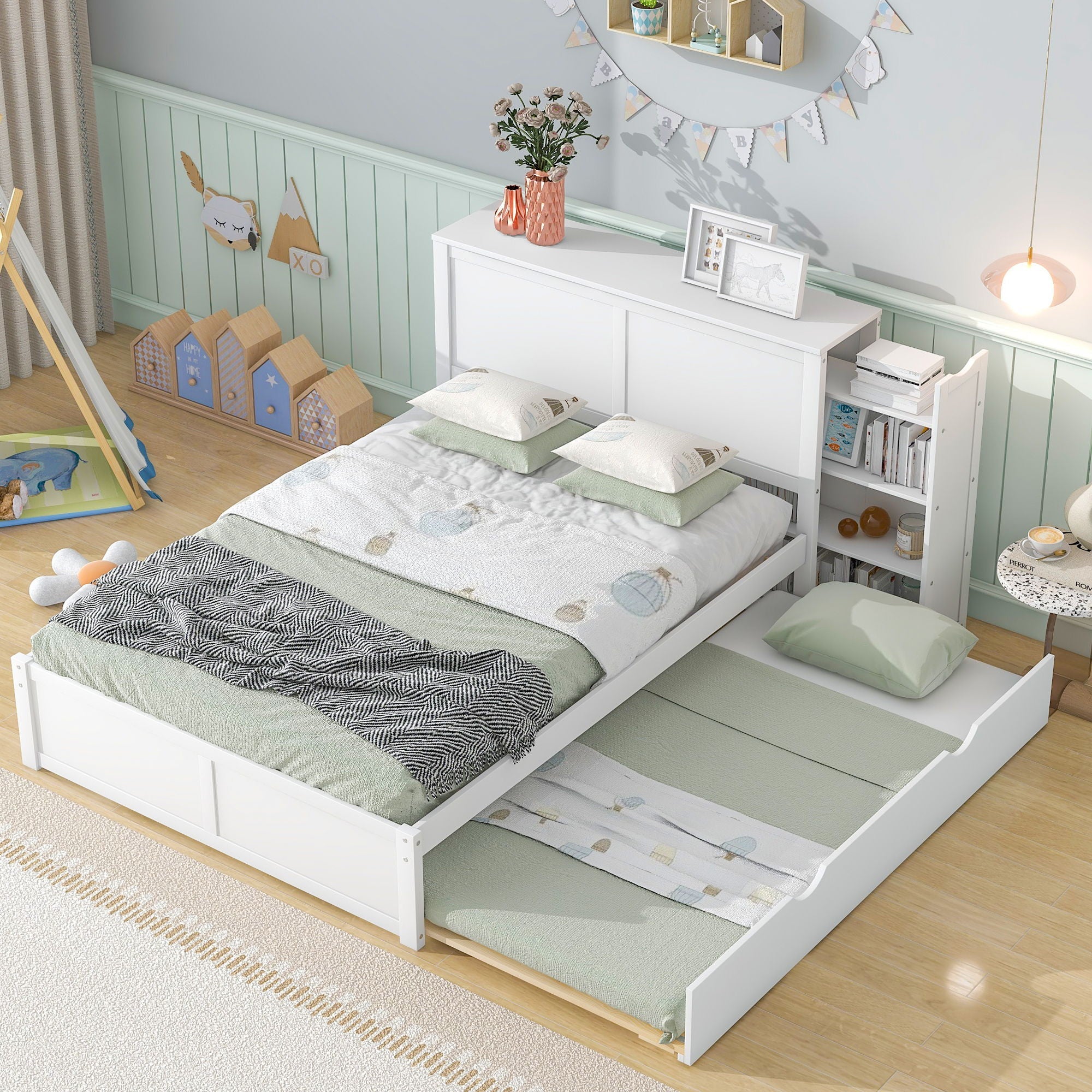 Storage Platform Bed With Pull Out Shelves And Trundle by Unique Piece Furniture