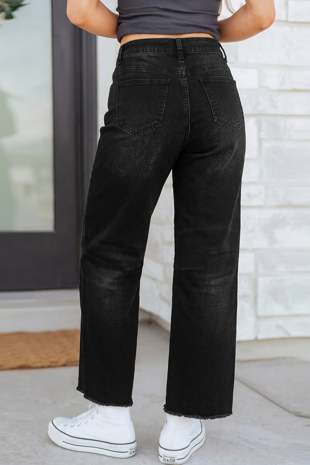 Beau Blue Frayed Cropped Straight Jeans by Dear-Lover Dropshipping