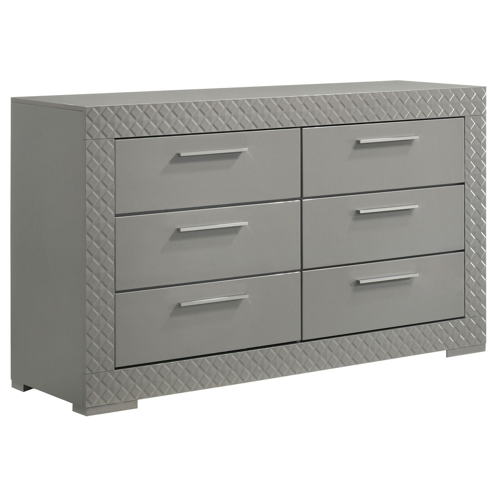 Ives 5-piece Queen Bedroom Set Grey High Gloss by Unique Piece Furniture
