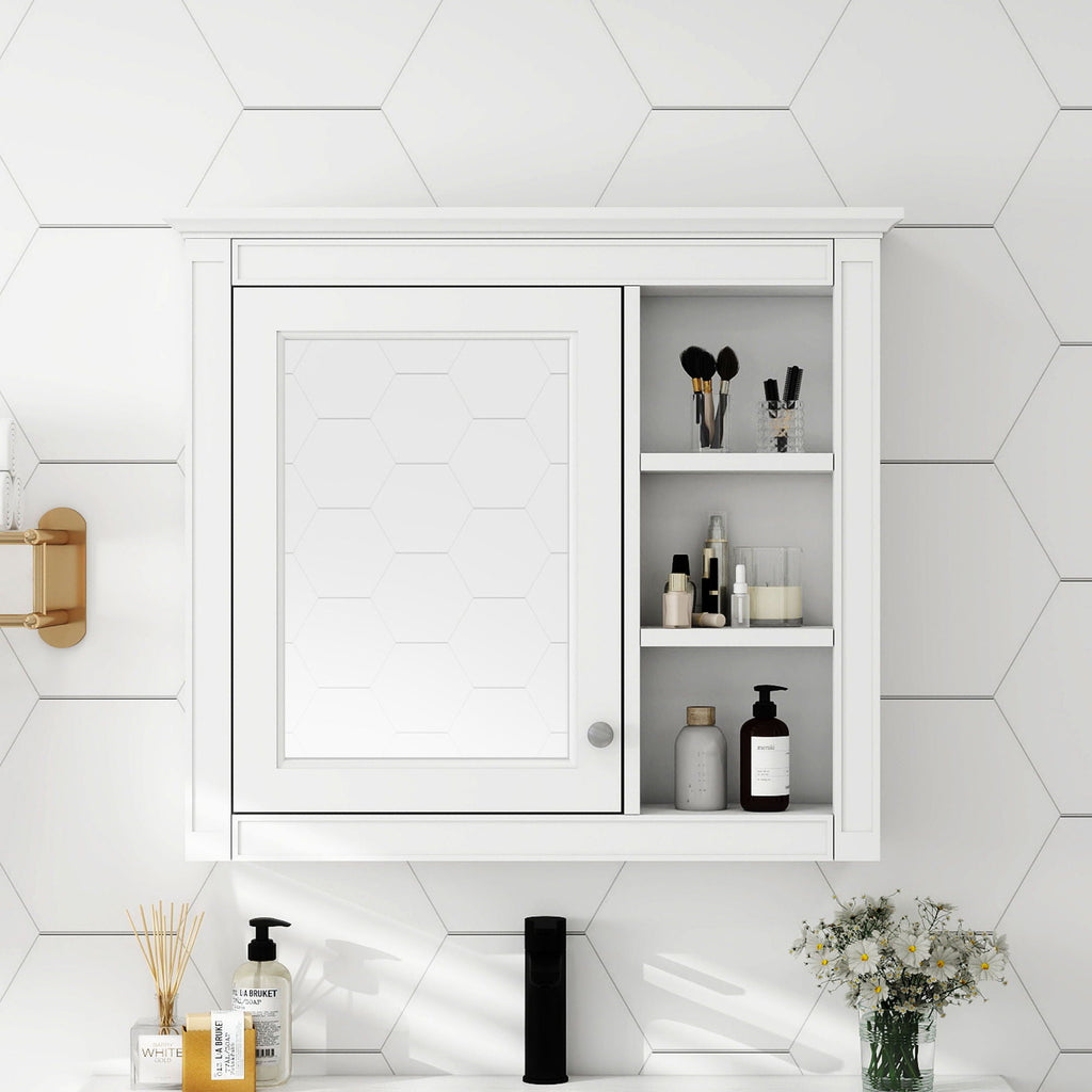 Wall Mounted Medicine Cabinet With Mirror And 3 Open Shelves by Unique Piece Furniture