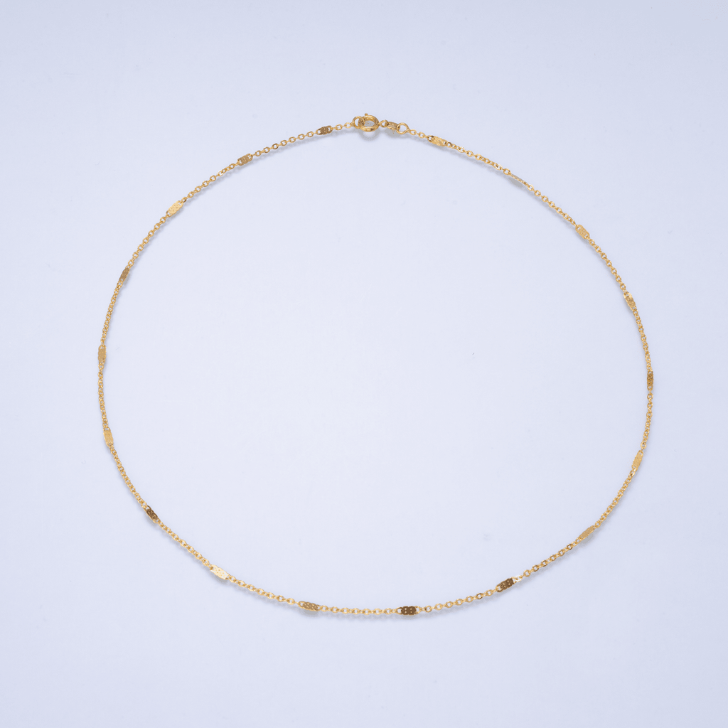 24K Gold Filled 1.5mm Minimalist Flat Link Cable Chain 17.5 Inch Necklace | WA-02959 by DLUXCA