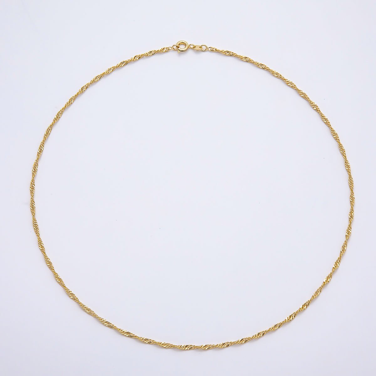 24K Gold Filled 2mm Minimalist Twist Singapore Chain 18 Inch Necklace | WA-00184 by DLUXCA