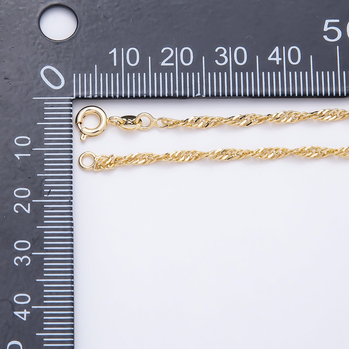 24K Gold Filled 2mm Minimalist Twist Singapore Chain 18 Inch Necklace | WA-00184 by DLUXCA
