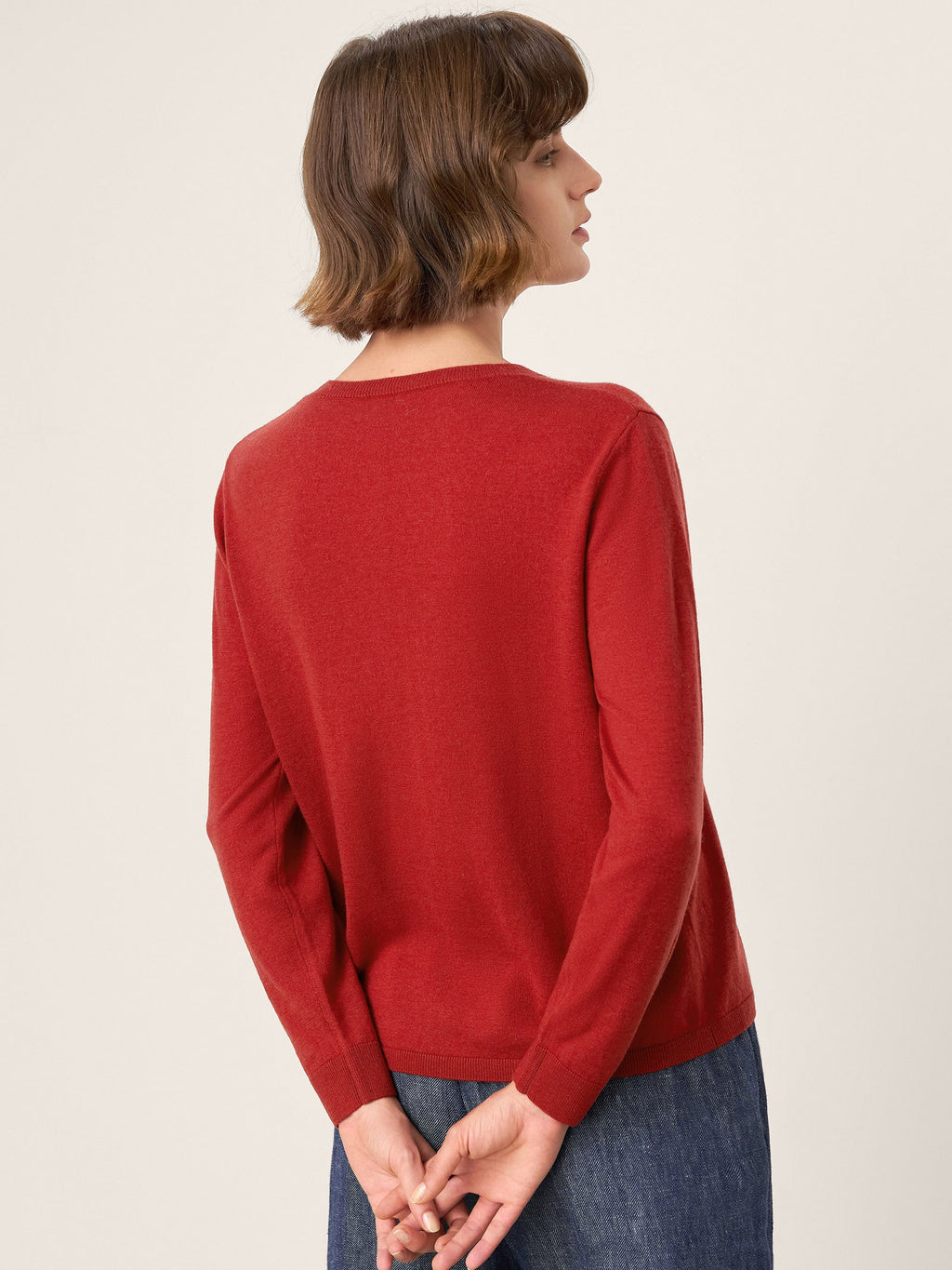 100% Extra-Fine Merino Wool Buttoned Knit Cardigan CAYLA by LINTICO