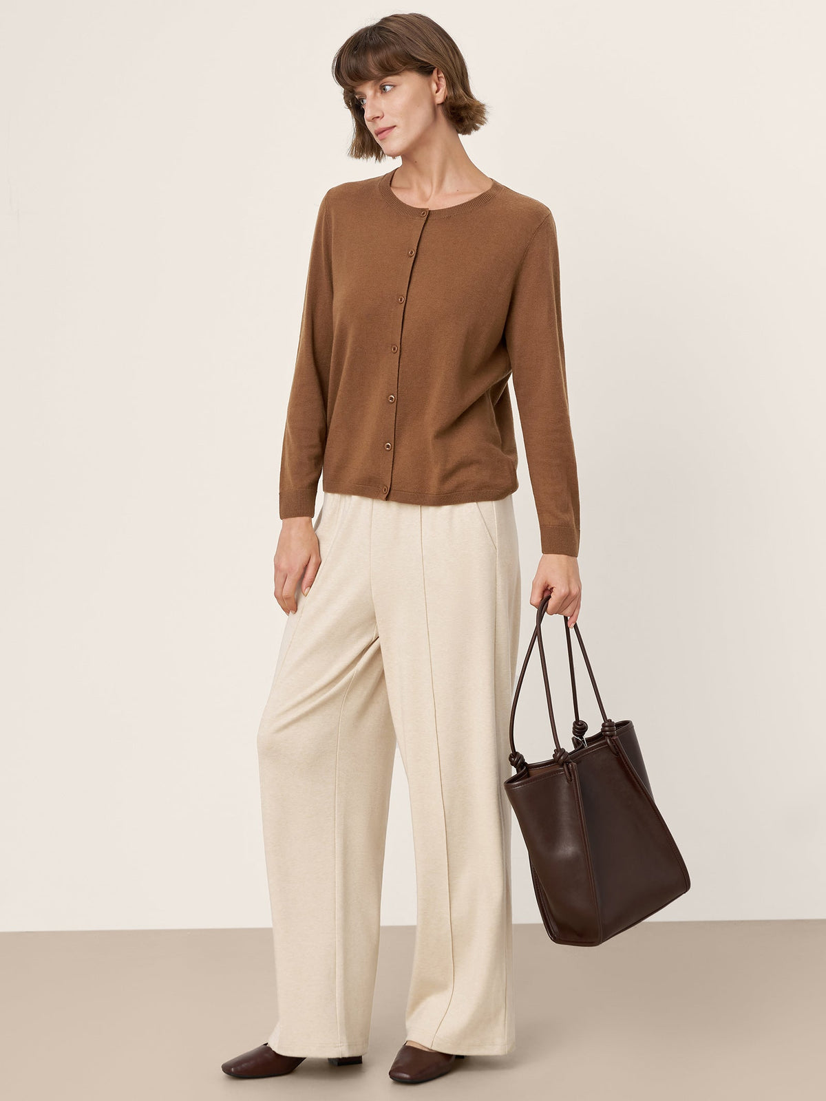 100% Extra-Fine Merino Wool Buttoned Knit Cardigan CAYLA by LINTICO