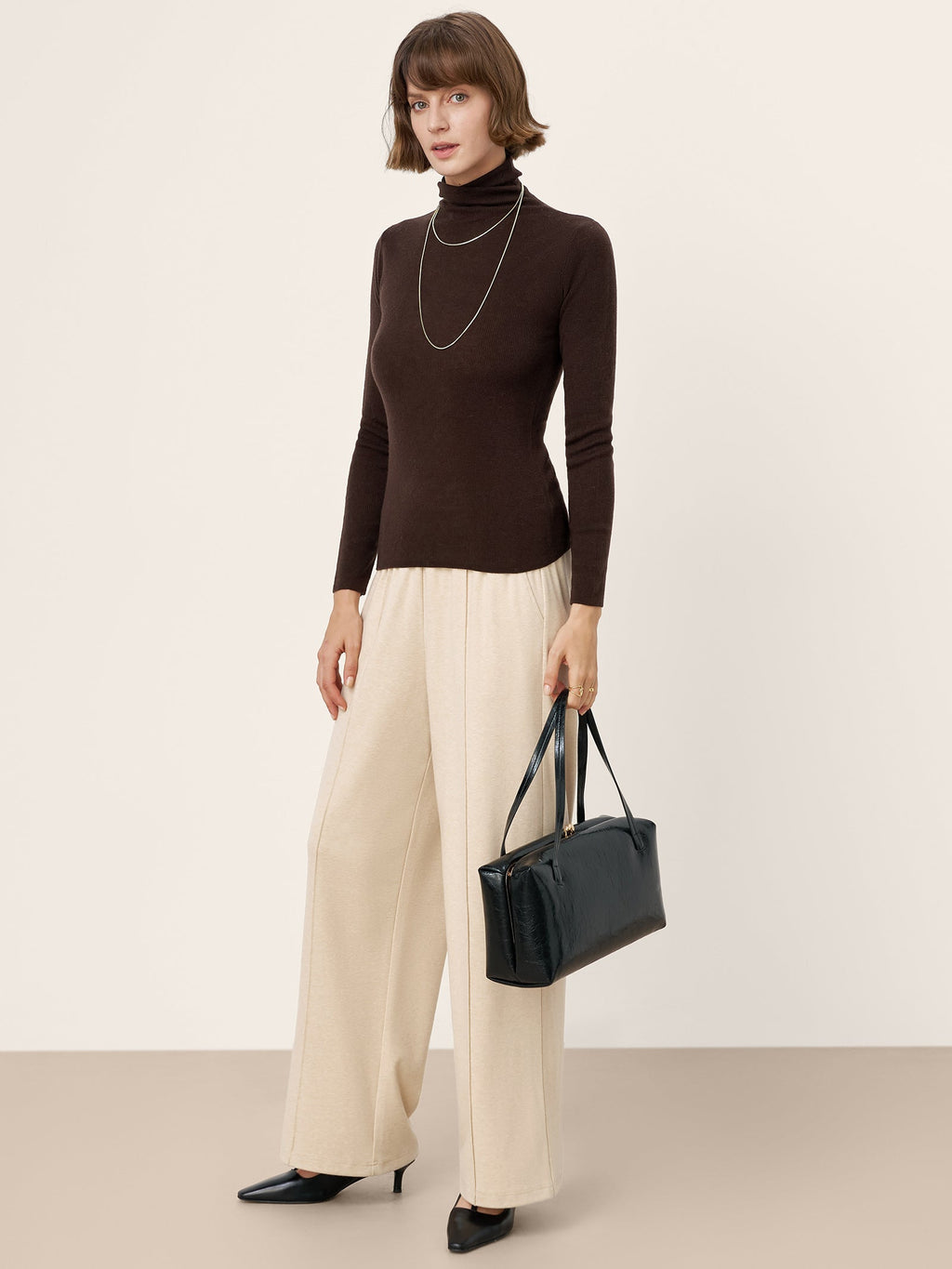 100% Extra-Fine Merino Wool Turtleneck Knit Sweater JOLENE by LINTICO