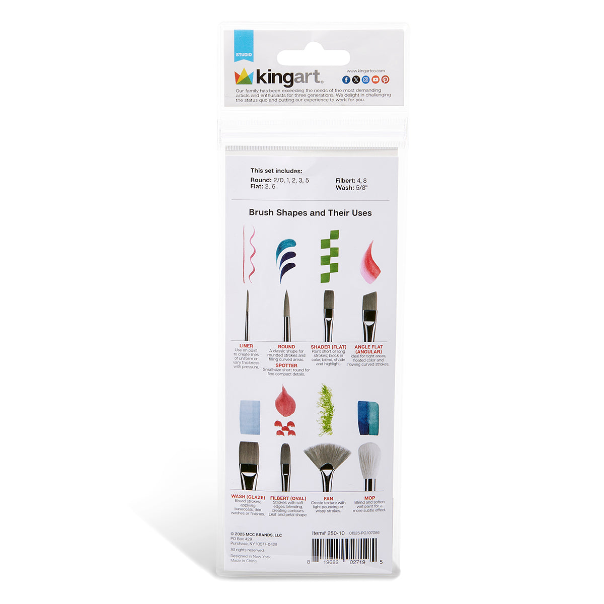 Studio Mixed Media Gold Nylon Brush Set - 10 pc by KINGART