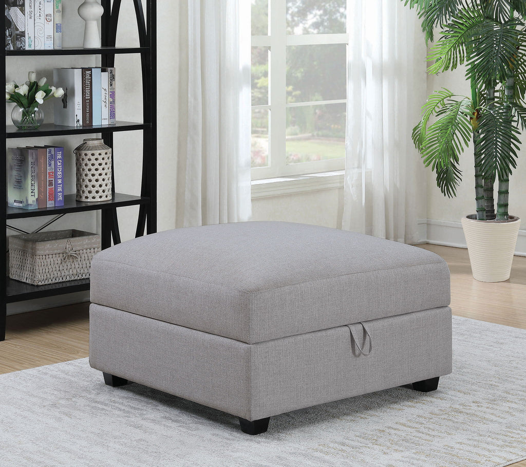 Cambria Square Upholstered Storage Ottoman Grey by Unique Piece Furniture