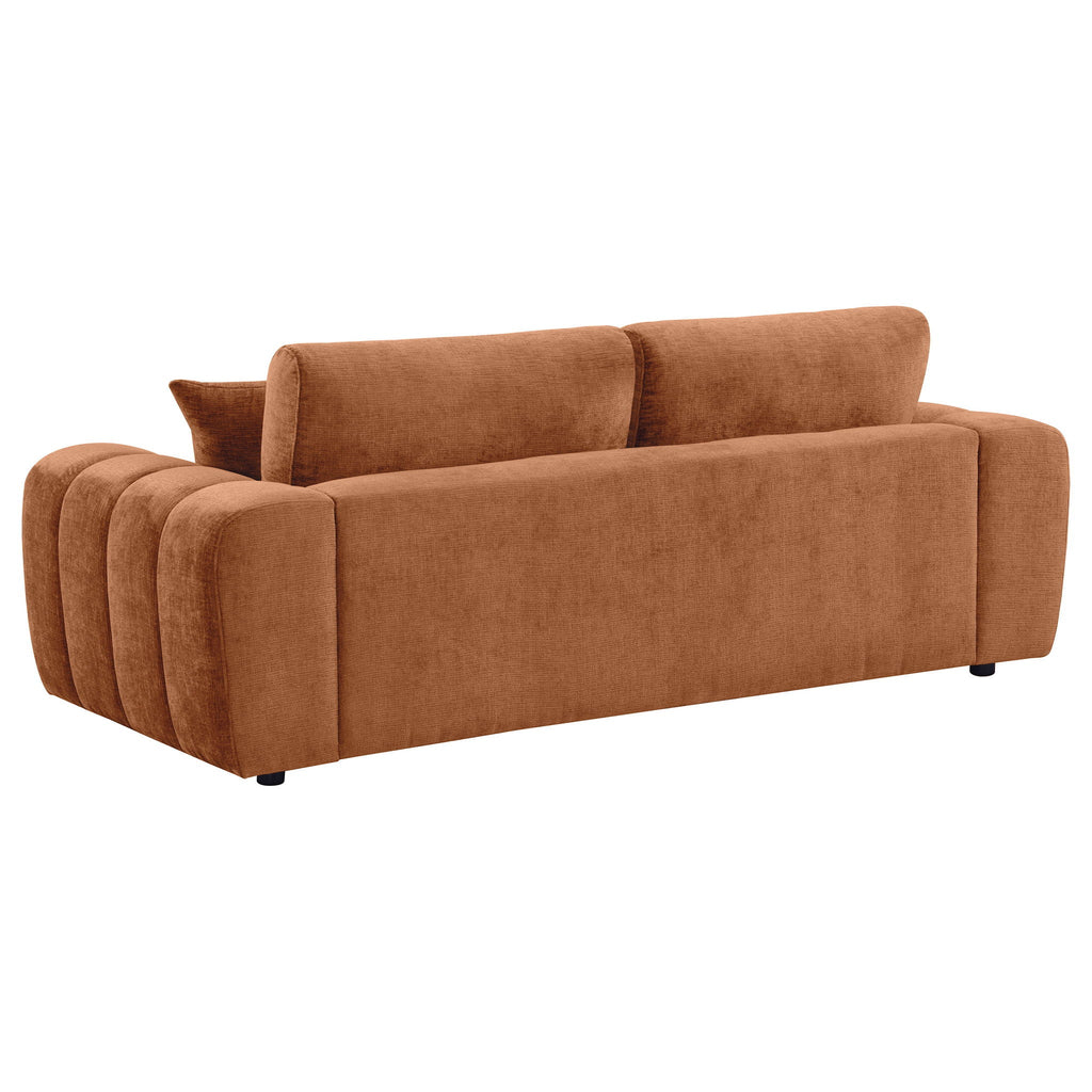 Burnett Chenille Upholstered Wide Arm Sofa Burnt Orange by Unique Piece Furniture